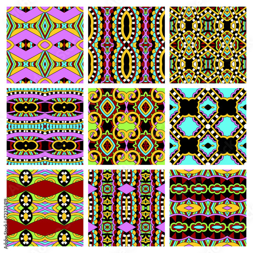 Fototapeta Naklejka Na Ścianę i Meble -  set of different seamless colored vintage geometric pattern