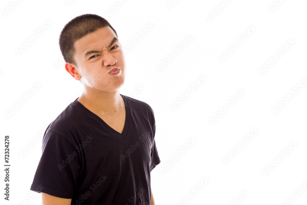 model isolated on plain background upset angry worried model isolated on plain background upset angry worried