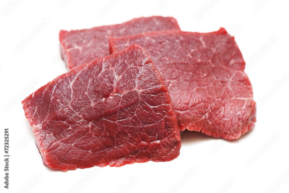 Fresh Raw Beef Meat. Isolatet on White Background