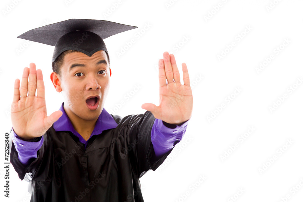 model isolated on plain background stop sign with hands model isolated on plain background stop sign with hands