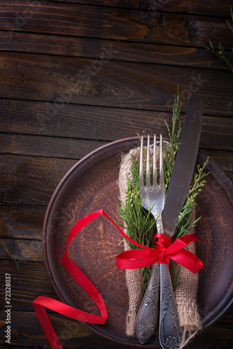 Christmas table setting.