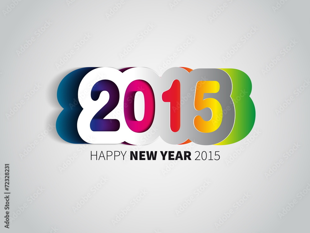 Happy New Year 2015 - rainbow colored background with papercut y Happy New Year 2015 - rainbow colored background with papercut y