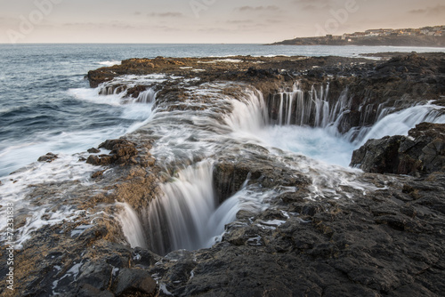 Natural blowhole on the island of Gran Canaria, Spain