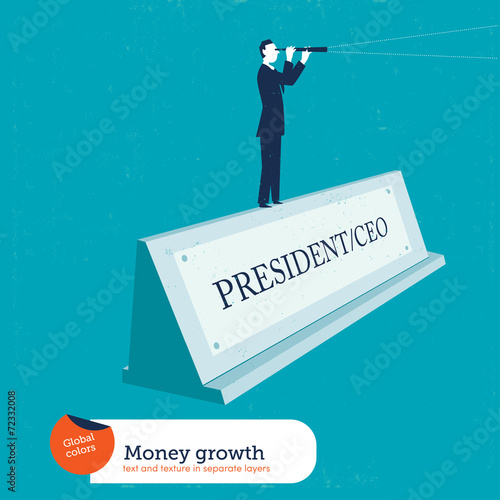 Businessman on a name plate president