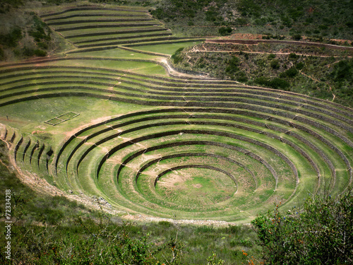 Moray, ancient inca circular terraces. Sacred valley, Peru