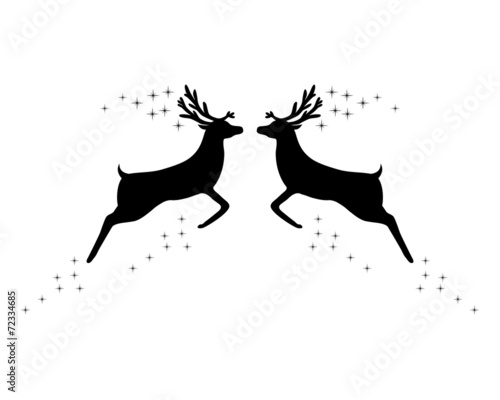 Two reindeer with stars on white background