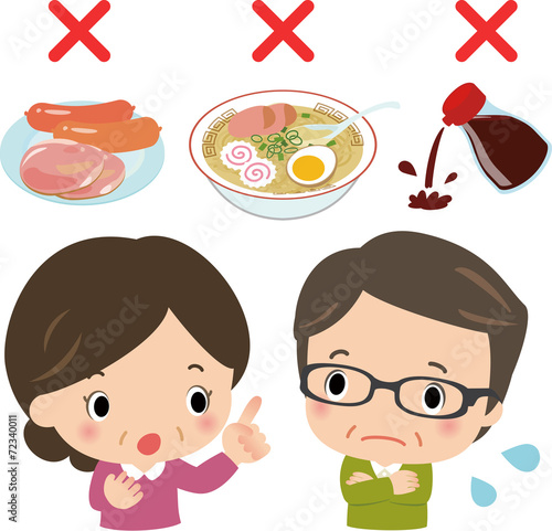 塩分の取り過ぎに注意する中年男女