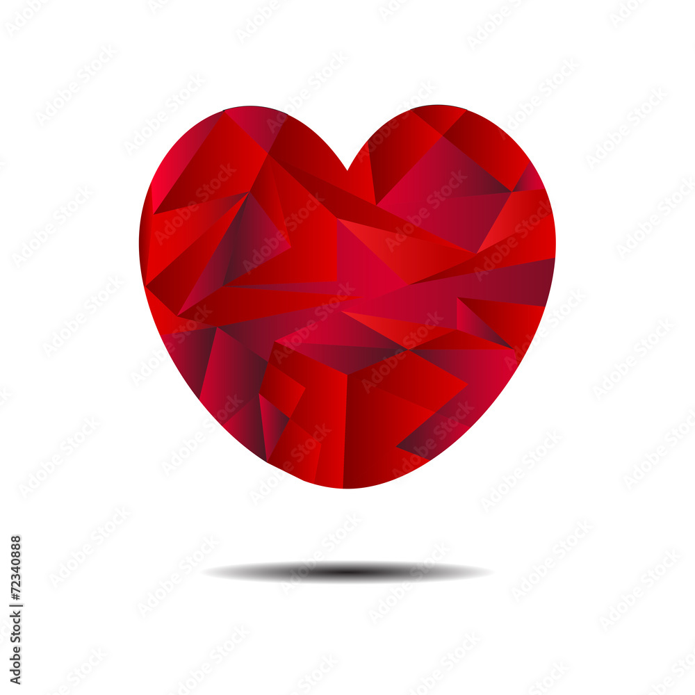 Abstract red heart geometrical background. vector