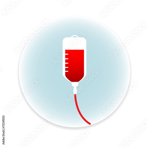 Saline IV drip bag, medical vector icon