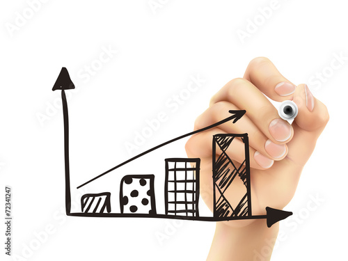 growing graph drawn by 3d hand