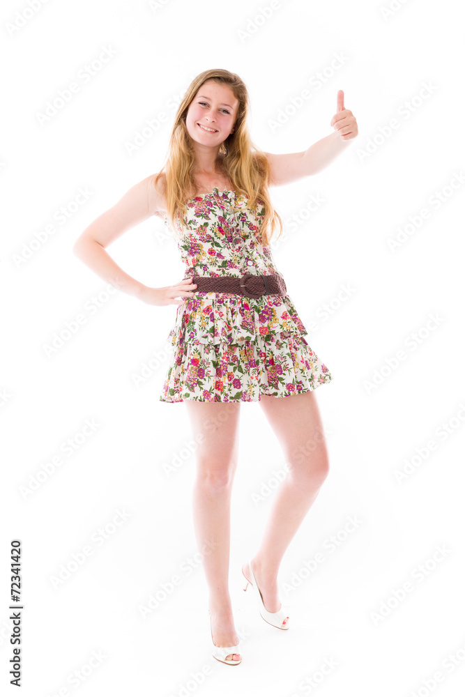 model isolated positive attitude thumbs up model isolated positive attitude thumbs up