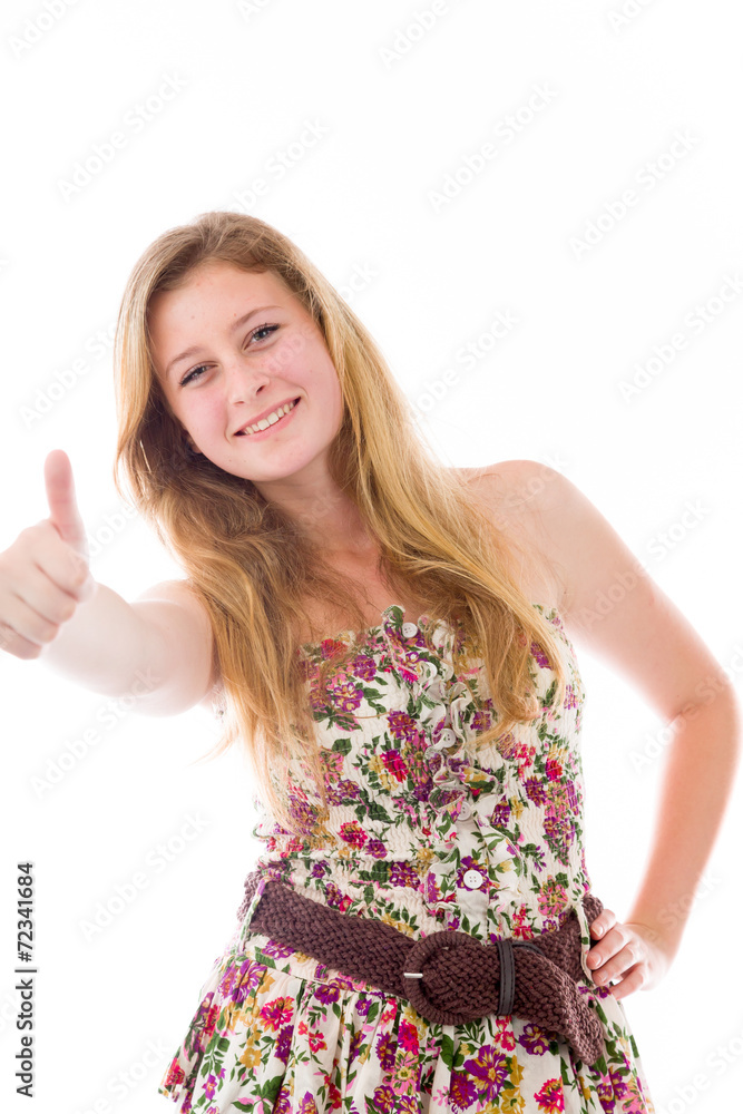 model isolated positive attitude thumbs up