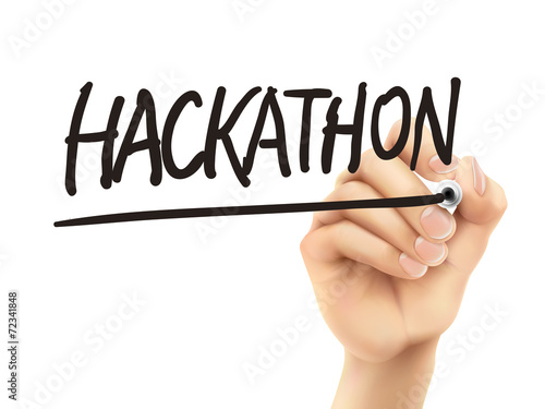 hackathon word written by 3d hand