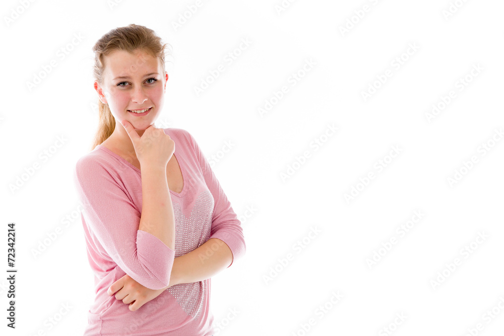 model isolated on plain background thinking model isolated on plain background thinking