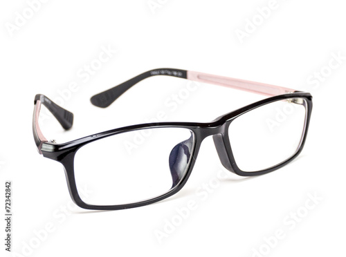 Black-framed glasses.