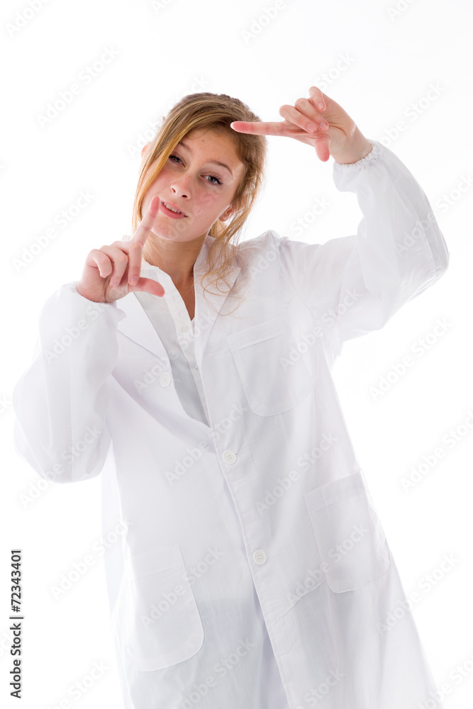 model isolated on plain background hand gesture framing focusing model isolated on plain background hand gesture framing focusing