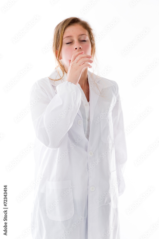 model isolated on plain background tired bored yawning model isolated on plain background tired bored yawning