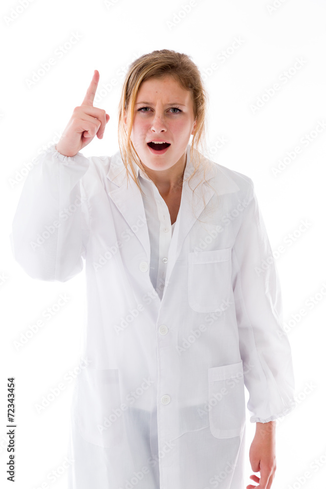 model isolated on plain background nagging scolding with finger model isolated on plain background nagging scolding with finger