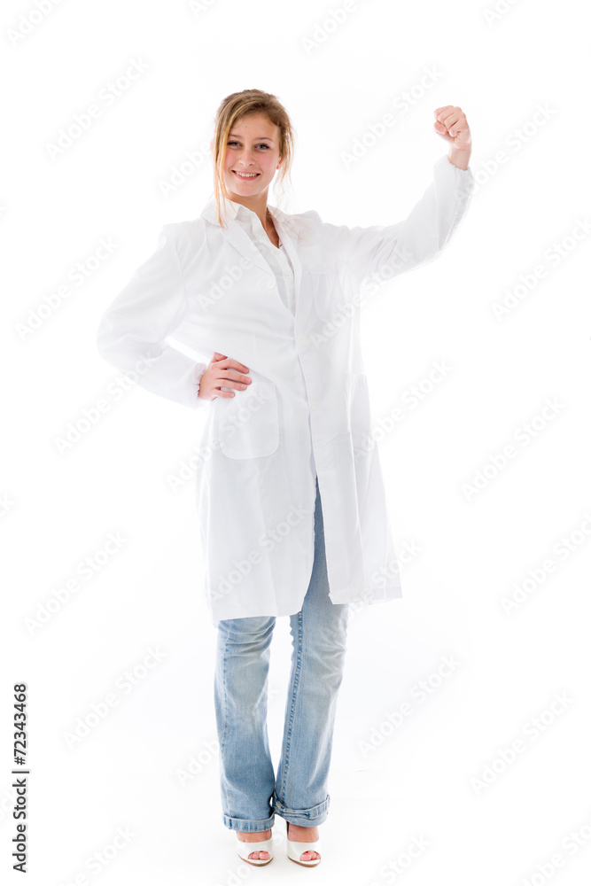 strong model isolated with arm curl