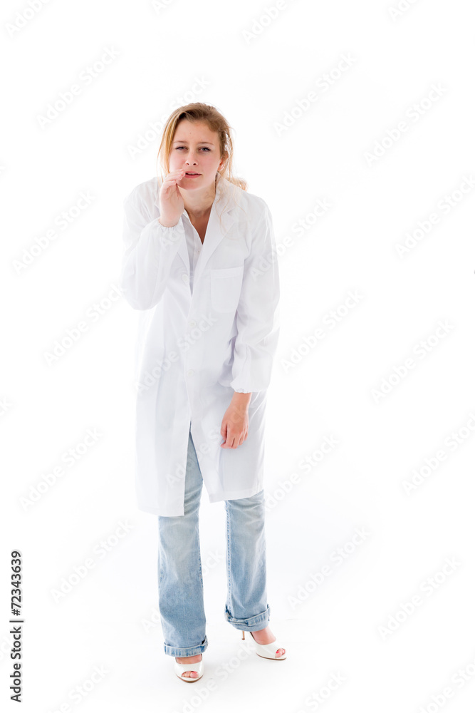 model isolated on plain background calling shouting model isolated on plain background calling shouting