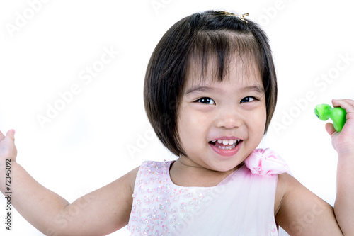 Asian little girl on white background
