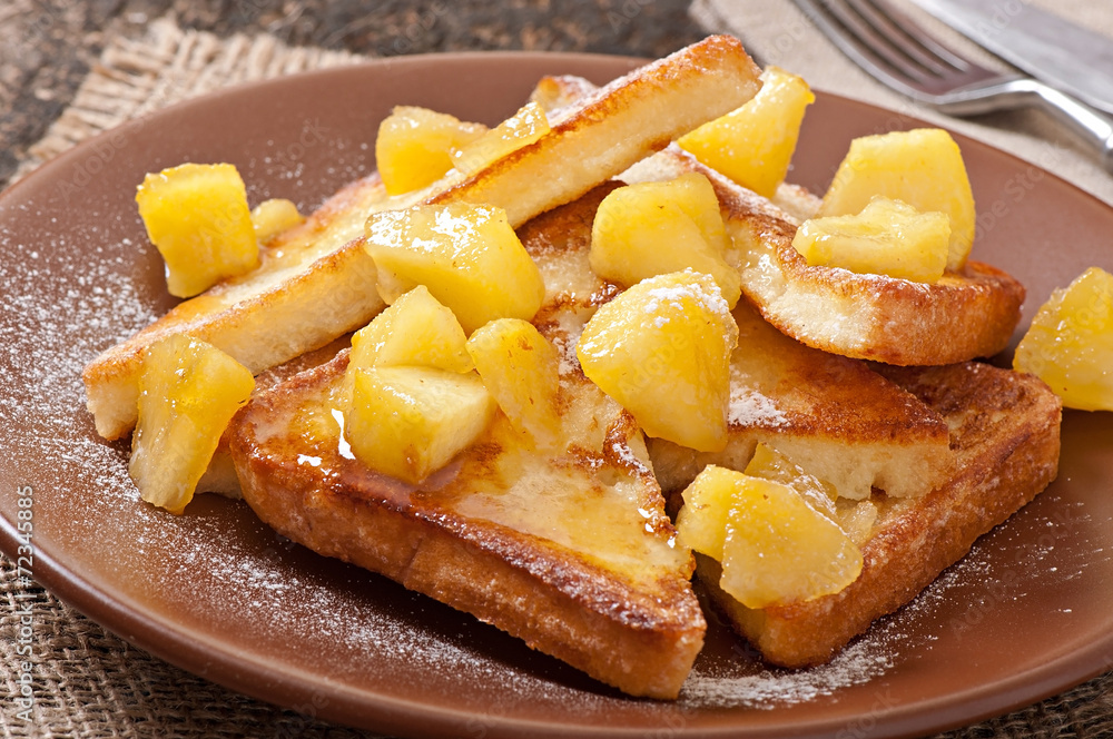 French toast with caramelized apples for breakfast French toast with caramelized apples for breakfast