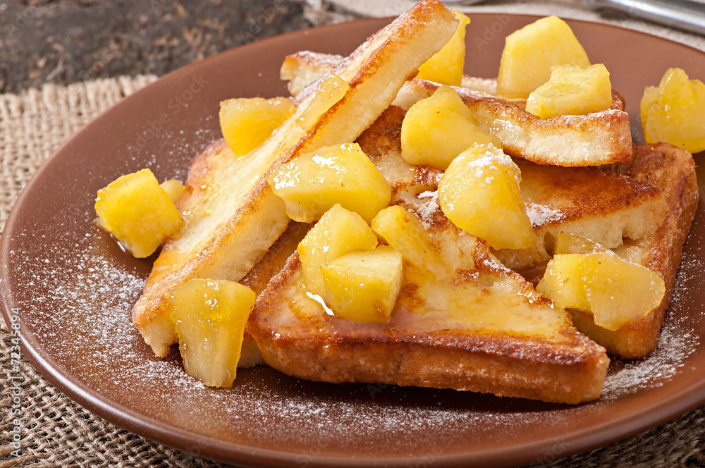 French toast with caramelized apples for breakfast French toast with caramelized apples for breakfast