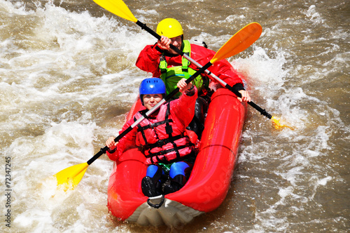 Quadro su tela White water team kayaking