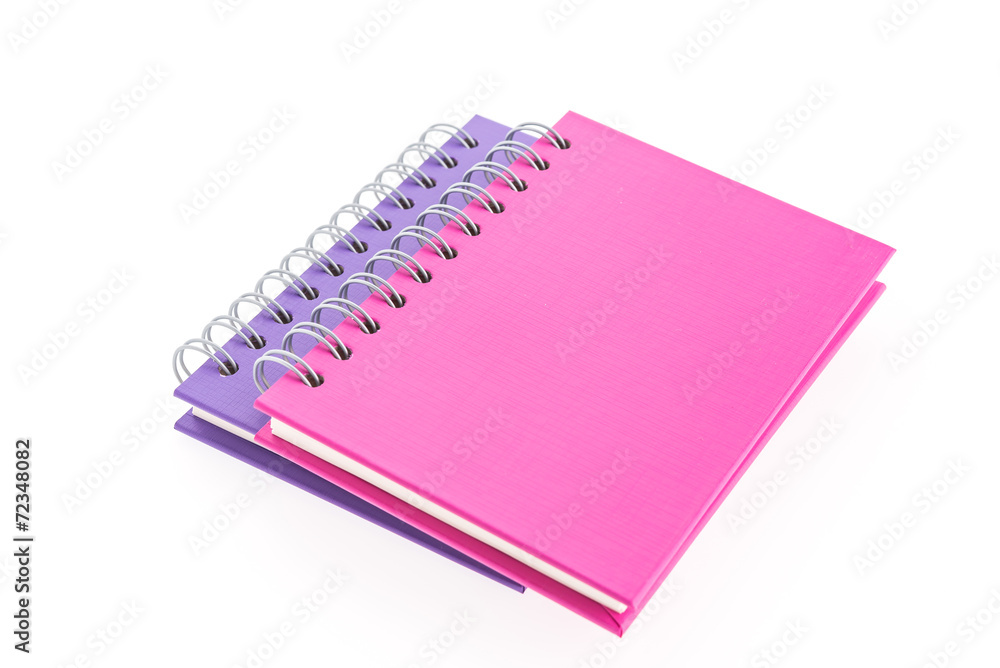 Pink note book isolated on white background Pink note book isolated on white background