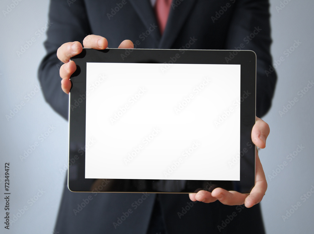 businessman with blank display tablet businessman with blank display tablet