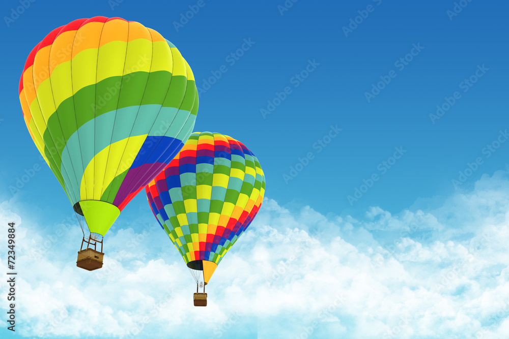 Naklejka premium Beautiful Hot Air Balloons against a deep blue sky.