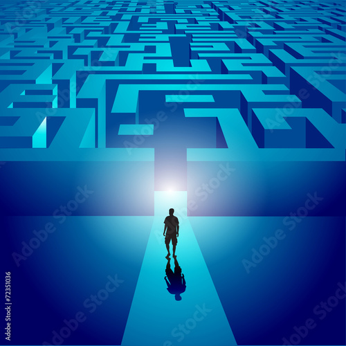 Man entering a mysterious labyrinth
