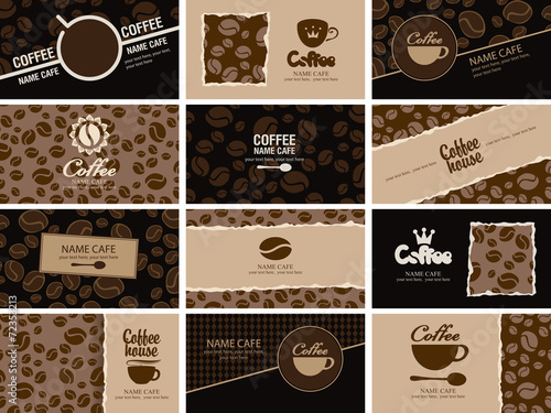 set of business cards on coffee house