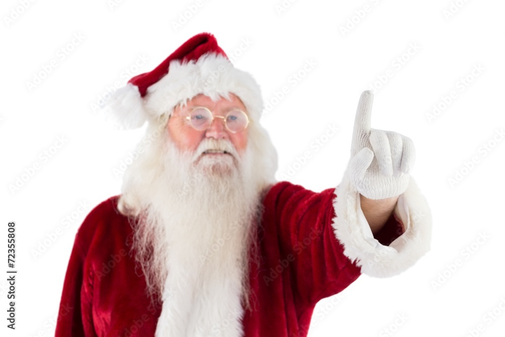 Santa Claus points at something Santa Claus points at something