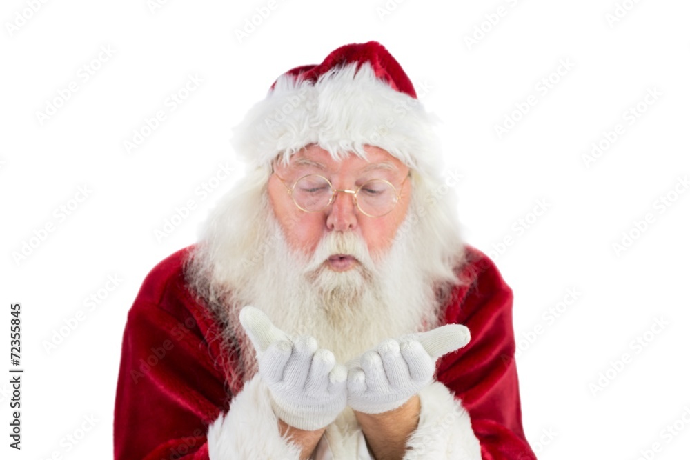 Santa Claus blows something away Santa Claus blows something away