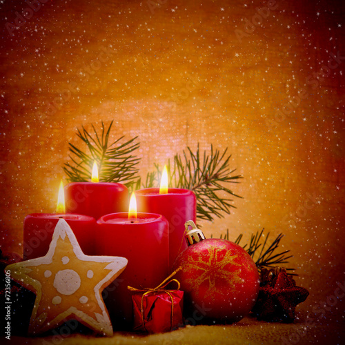 Christmas Decorations isolated on grown background. photo