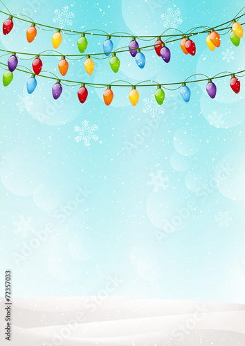 Christmas background with light bulbs