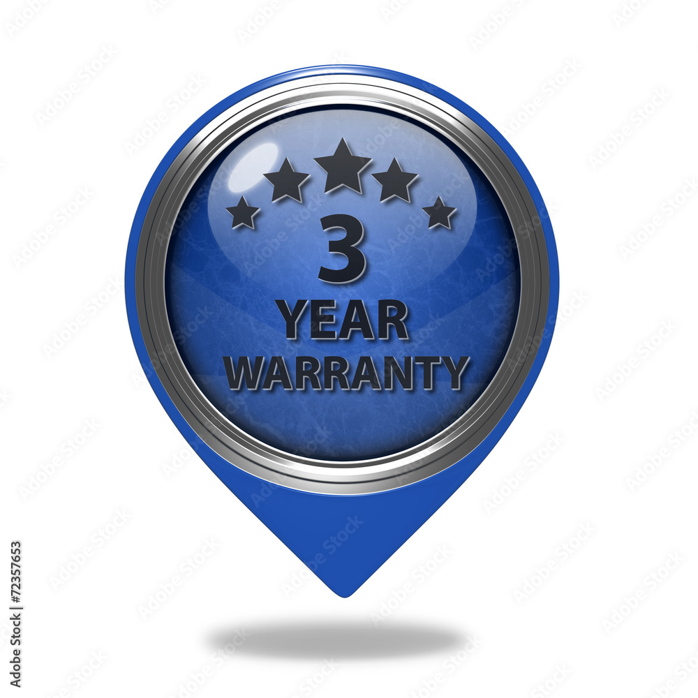 Three year warranty pointer icon on white background Three year warranty pointer icon on white background