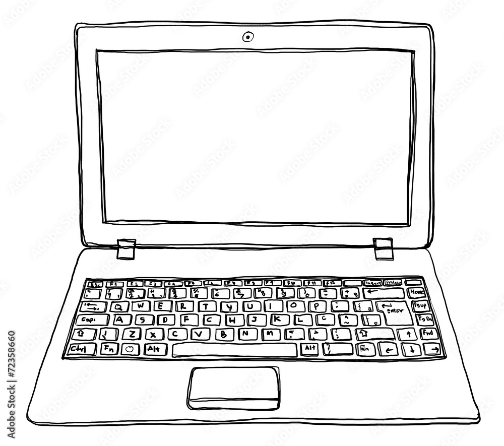 Fototapeta premium laptop notebook computer cute line art
