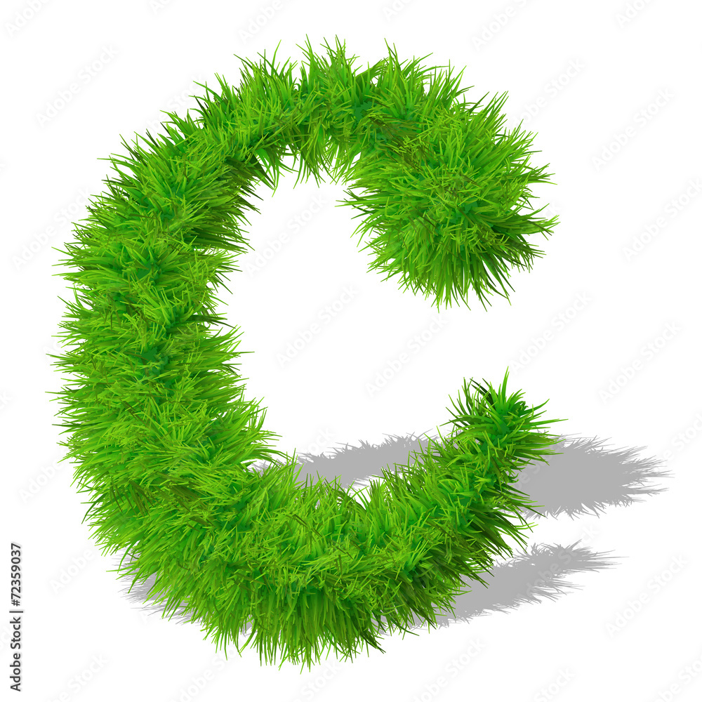 Conceptual green grass 3D font isoalted