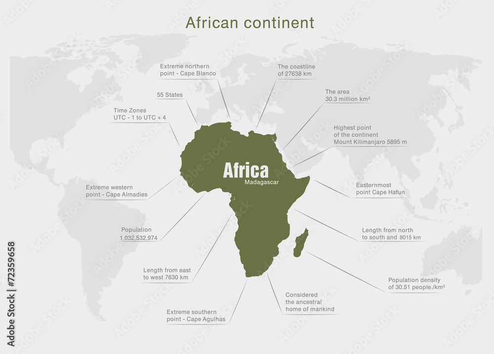 infographics continent Africa green and gray