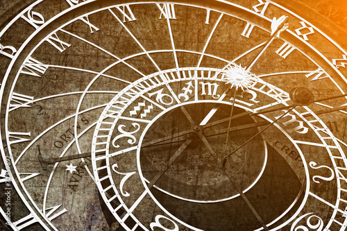 Zegar astronomiczny w stylu retro Praga,Czechy.