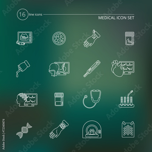 Medical tests icons outline