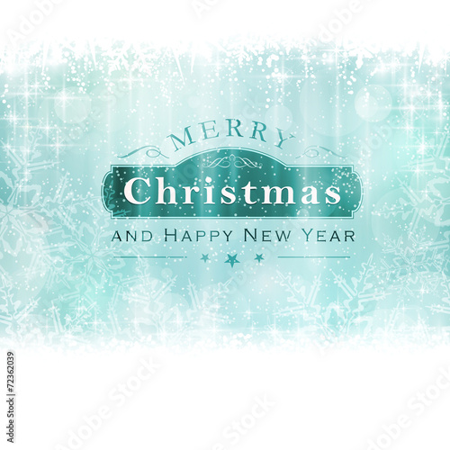 Merry Christmas backgound with label and snowflakes