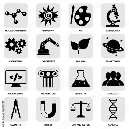 Science areas icons black