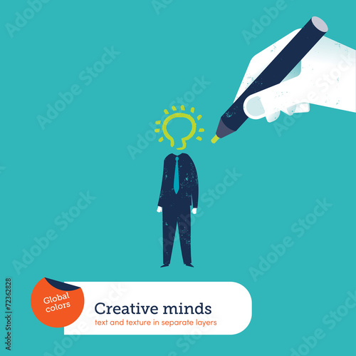 Hand drawing a bulb for a man