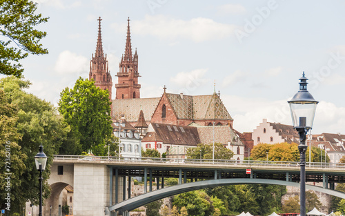 Basel, historische Altstadt, Münster, Rheinufer, Sommer, Schweiz