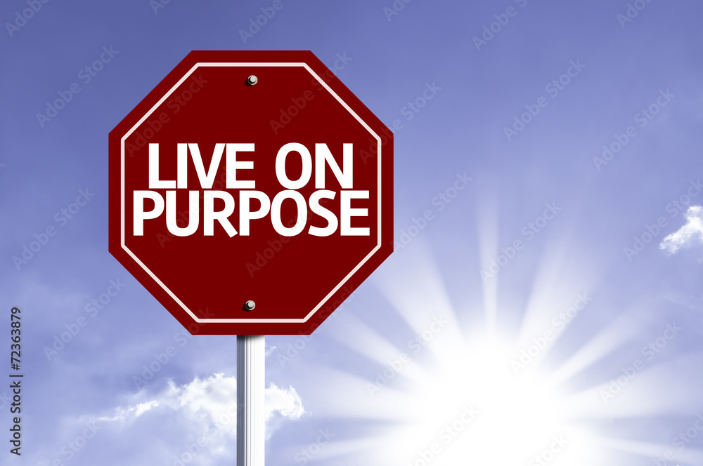 Live On Purpose written on red road sign Live On Purpose written on red road sign