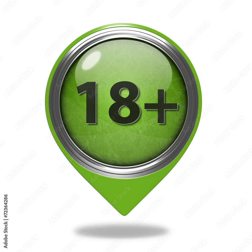 18+ pointer icon on white background
