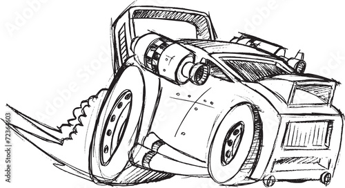 Armored Car Vehicle Sketch Vector Illustration Art